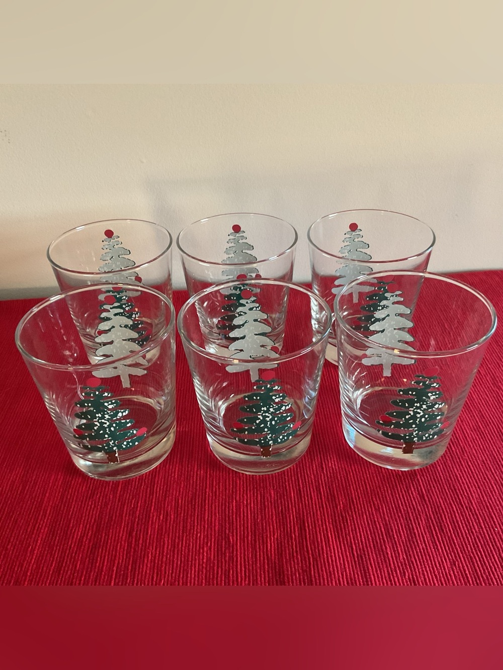 Vintage Furio FU05 Xmas Tree 10 Ounce Double Old Fashioned Glasses, Set of 6